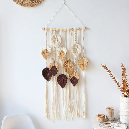 Bohemian Leaf Hanging Wall Tapestry